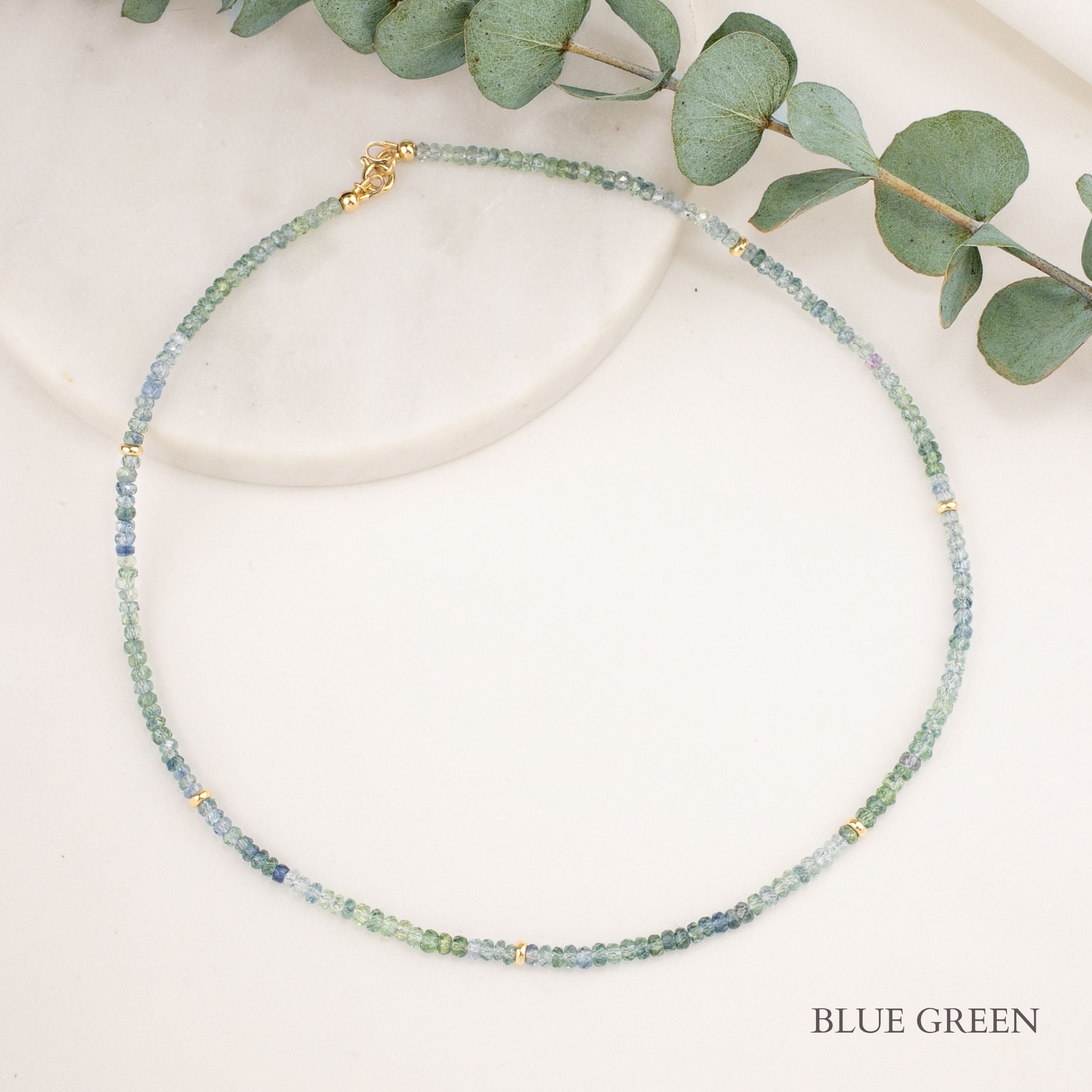 14K Gold Montana Sapphire Beaded Necklace