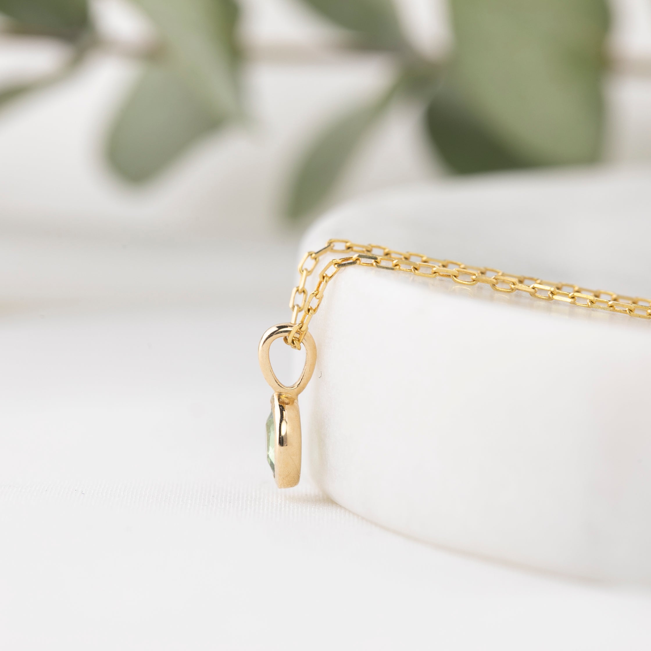 Bezel Set Green Sapphire Charm