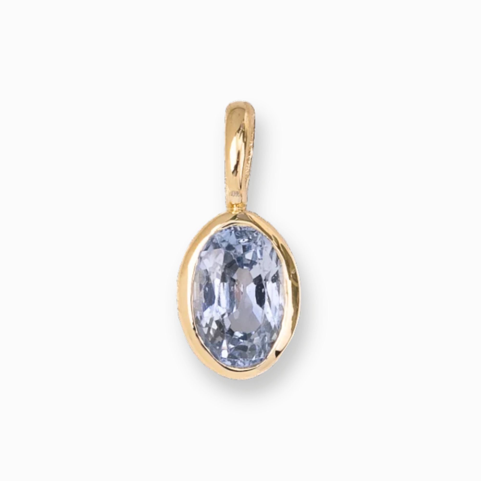 14K Gold Ceylon Blue Sapphire Bezel Charm 6.0mm