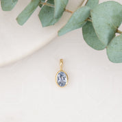 14K Gold Ceylon Blue Sapphire Bezel Charm 6.0mm