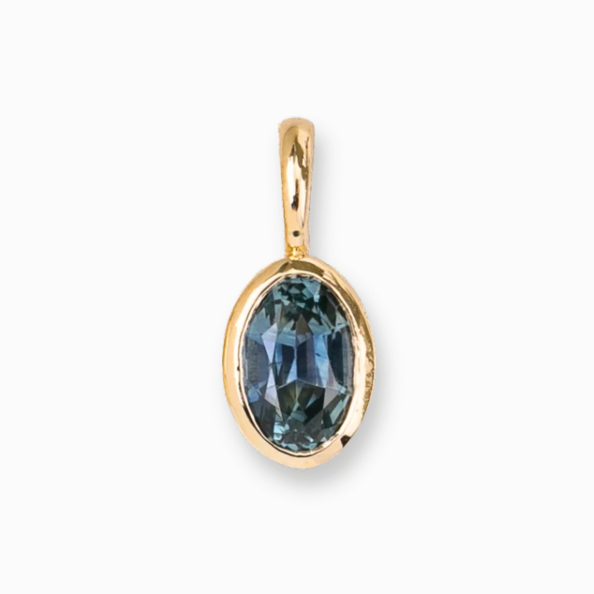 14K Gold Bezel Madagascar Sapphire Charm 6.0mm