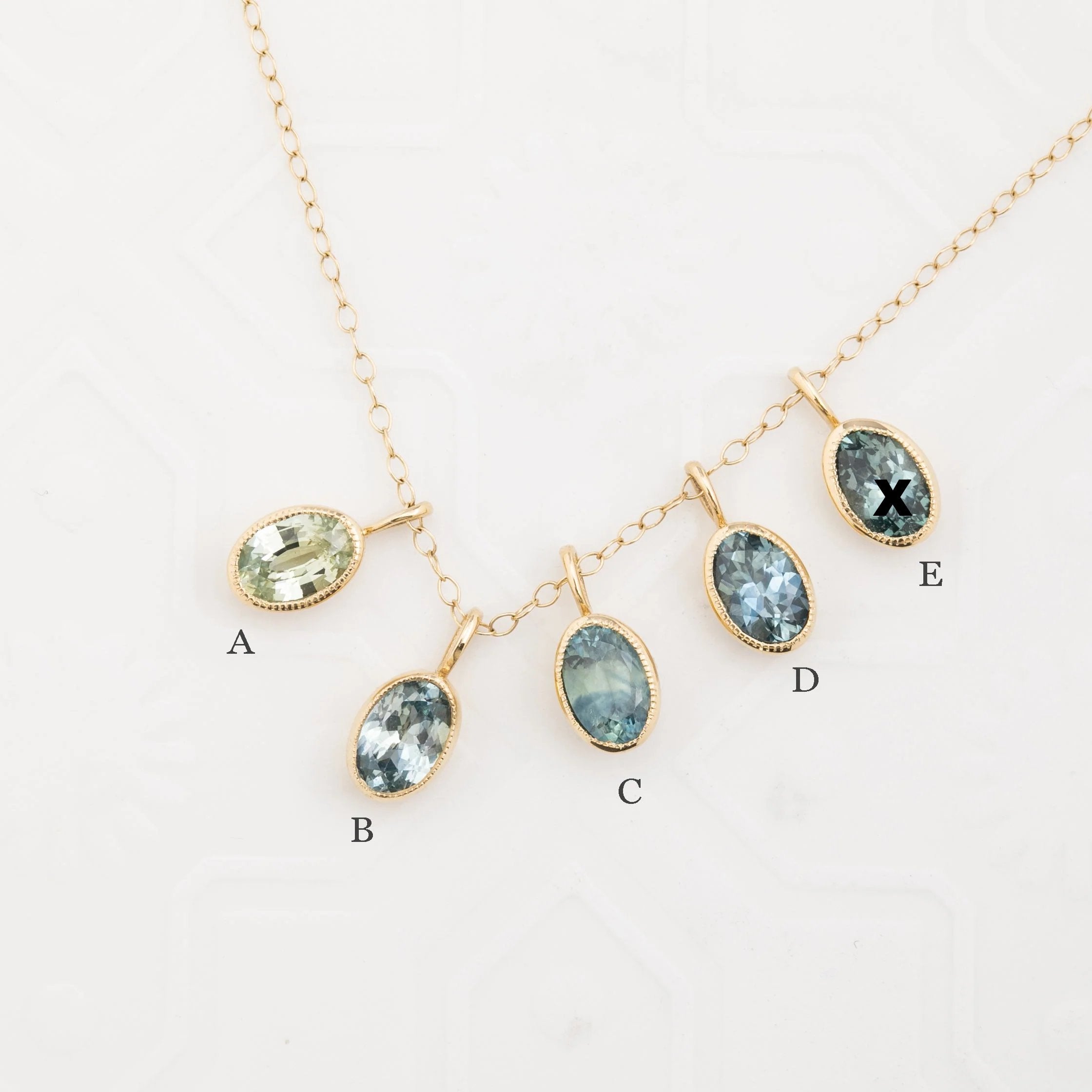 Bezel Set Charm Necklace, Montana Sapphire (Charm option)