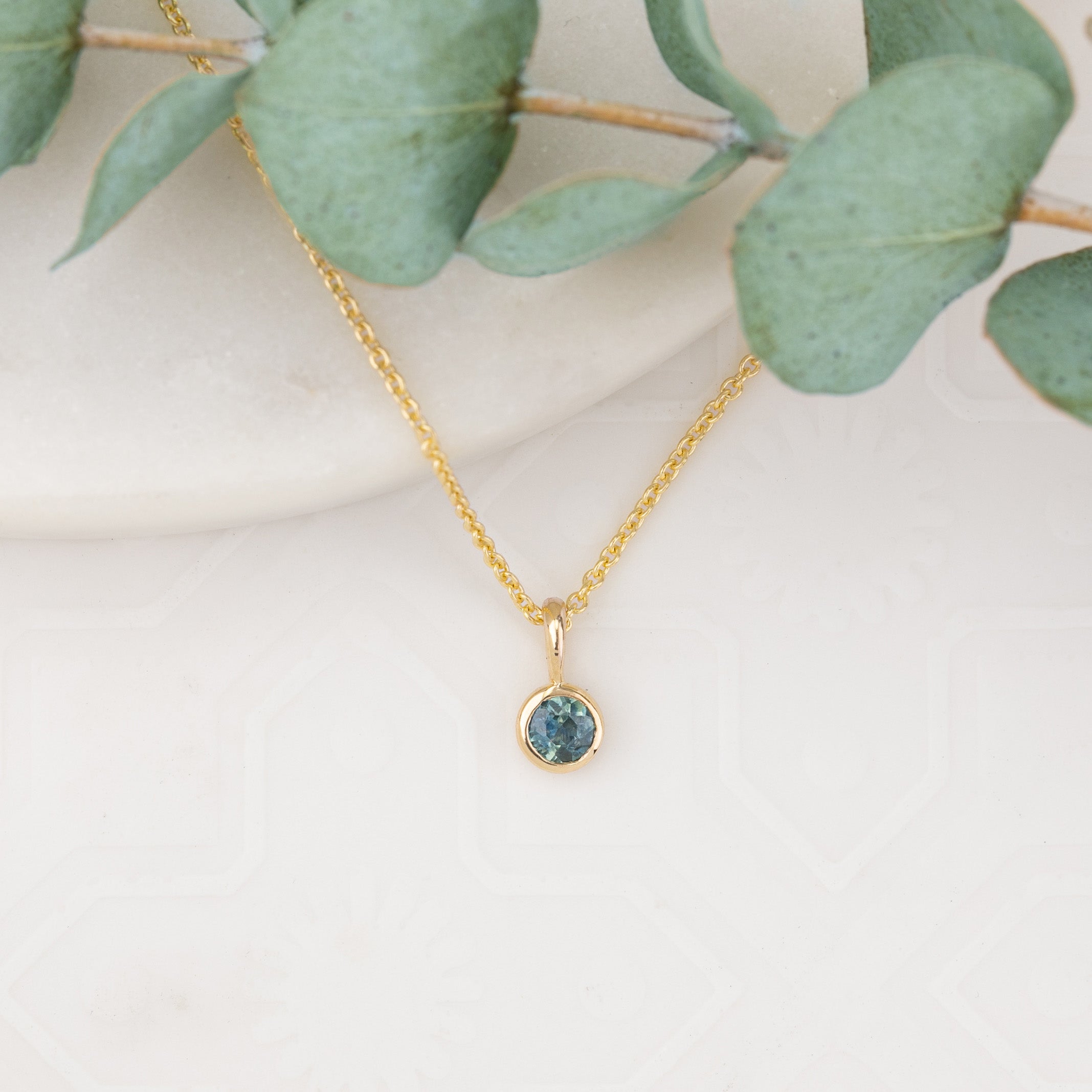 14K Gold Bezel Montana Sapphire Charm 3.5mm