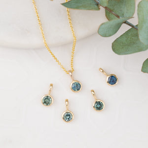 14K Gold Bezel Montana Sapphire Charm 3.5mm