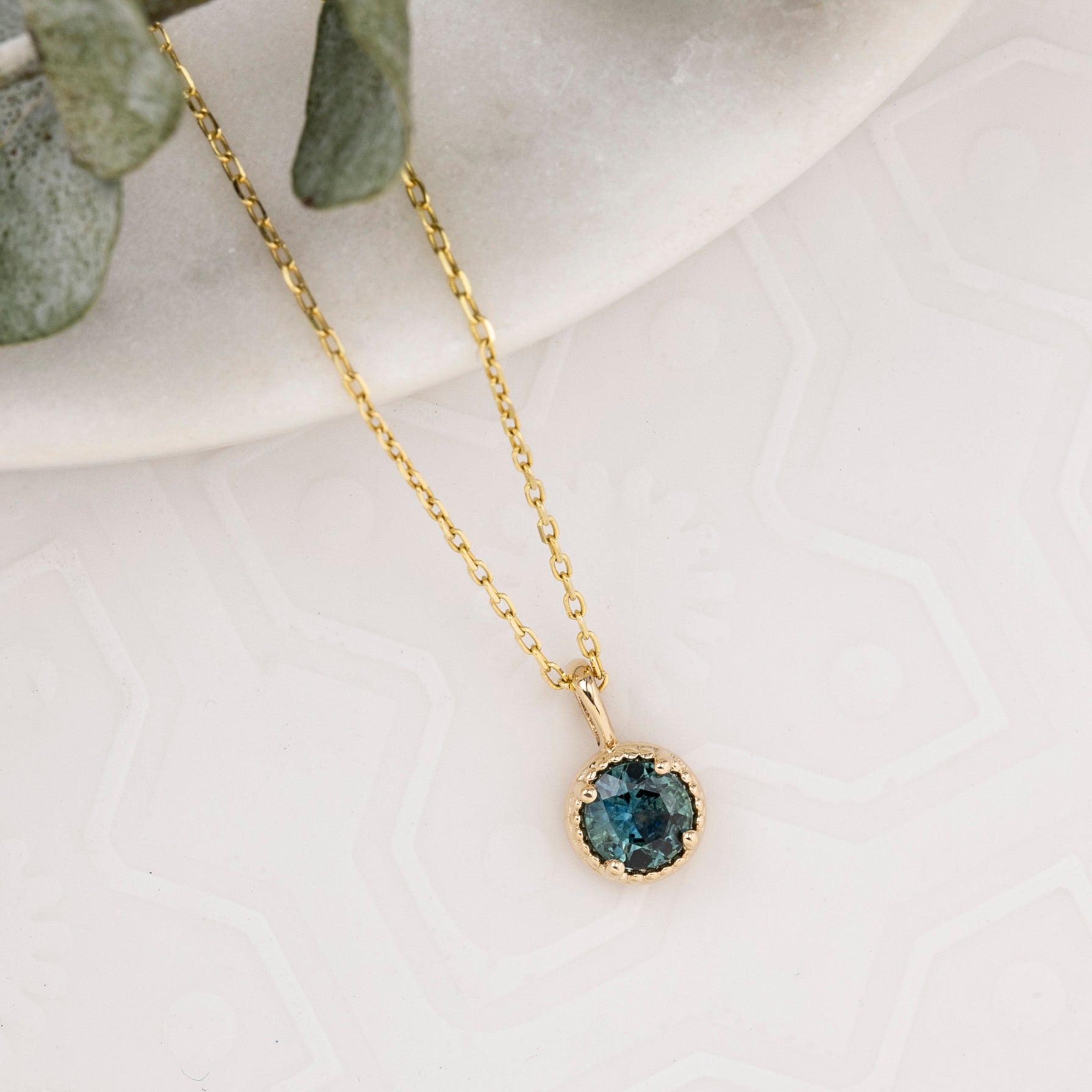 Dahlia Necklace, 0.60ct Montana Sapphire (Charm option)