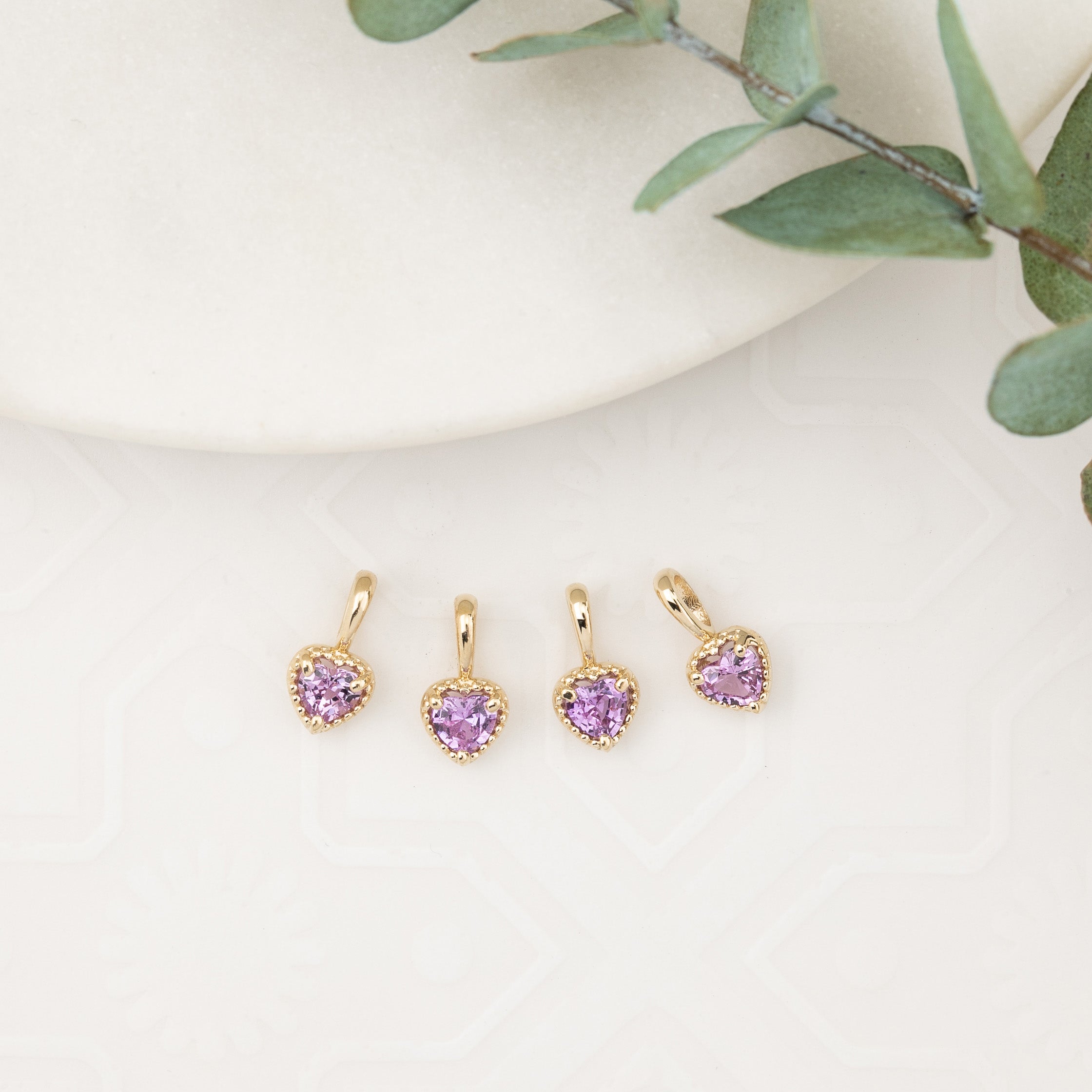 Dahlia Heart Pink Sapphire Charm 3.5mm