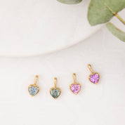 Dahlia Heart Pink Sapphire Charm
