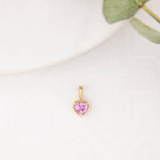 Dahlia Heart Pink Sapphire Charm