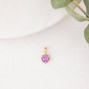 Dahlia Heart Pink Sapphire Charm
