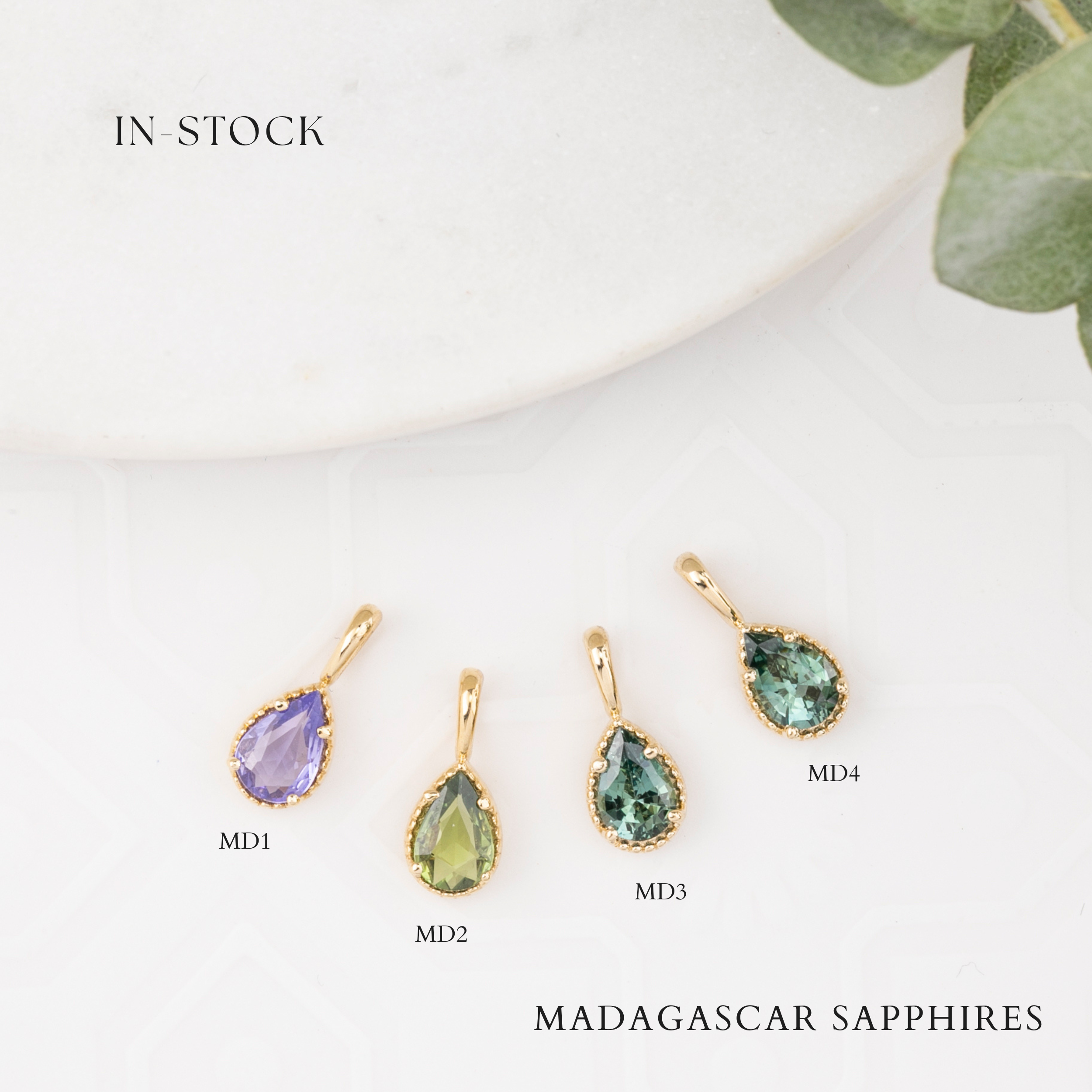 Dahlia Pear-Cut Madagascar Sapphire Charm