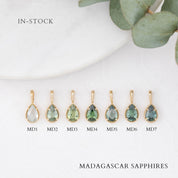 14K Gold Dahlia Pear-Cut Madagascar Sapphire Charm