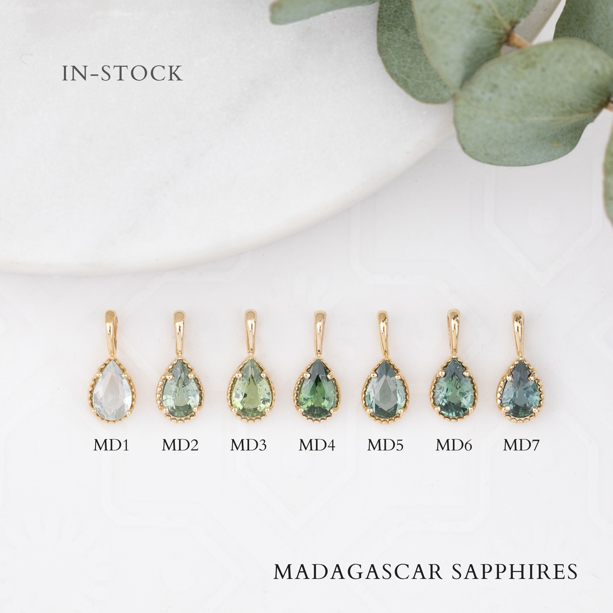 14K Gold Dahlia Pear-Cut Madagascar Sapphire Charm