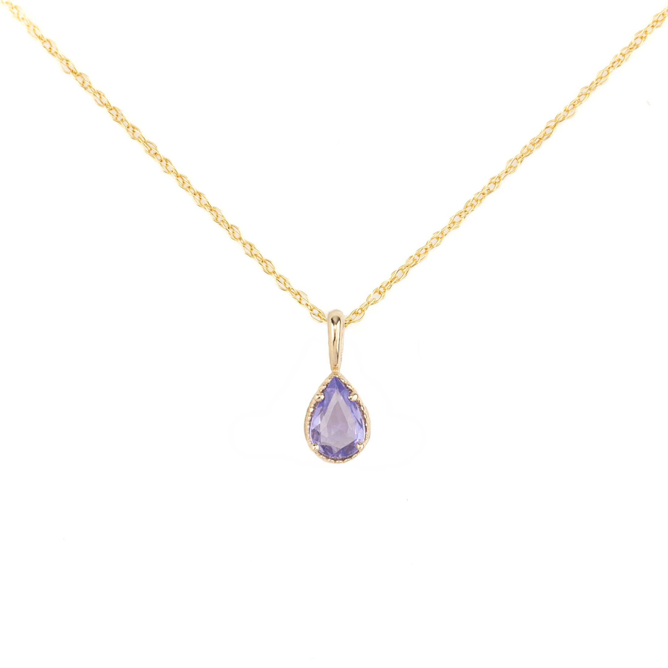Dahlia Sapphire Pear Solitaire Necklace