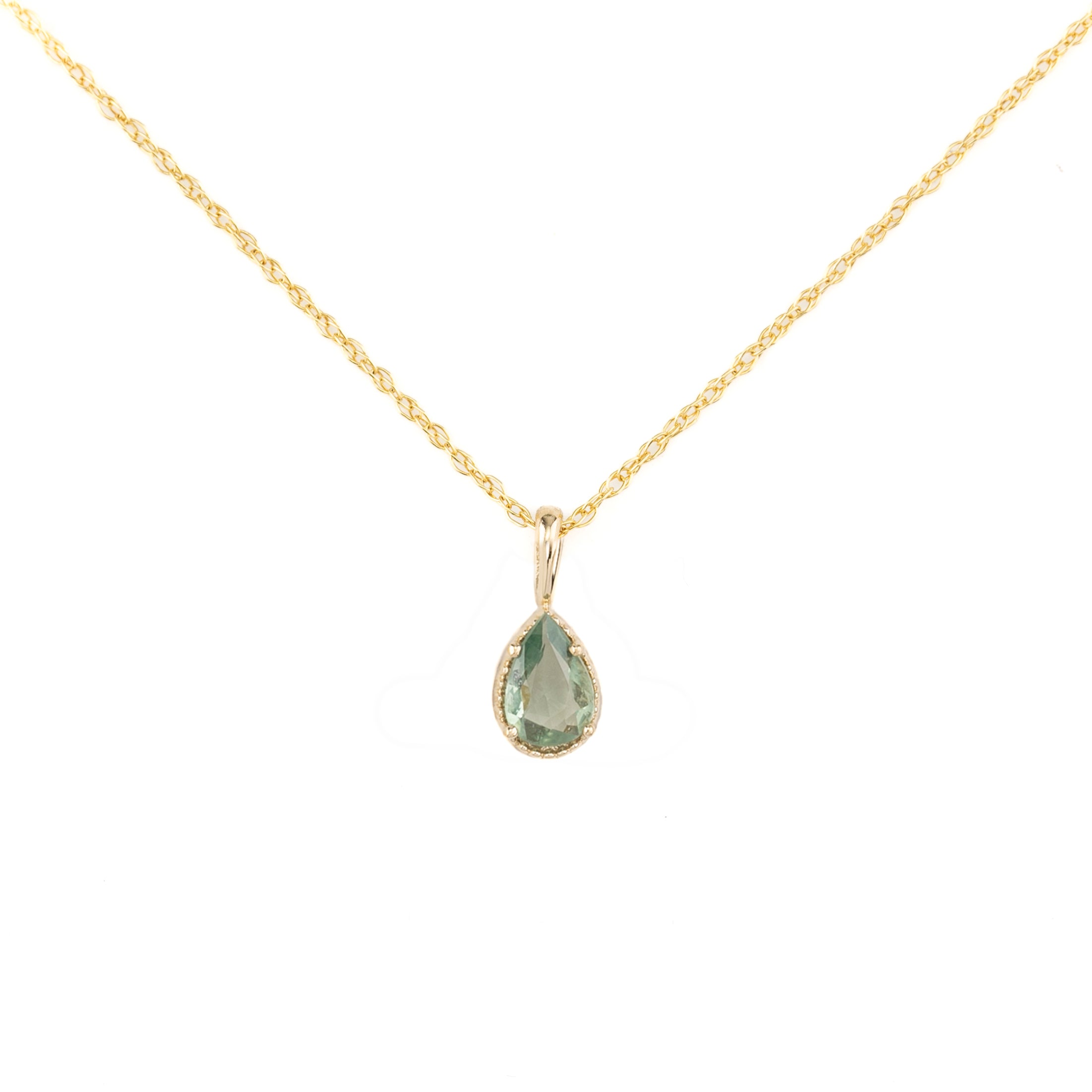 Dahlia Sapphire Pear Solitaire Necklace