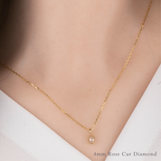 Dahlia Rose Cut Oval Diamond Charm