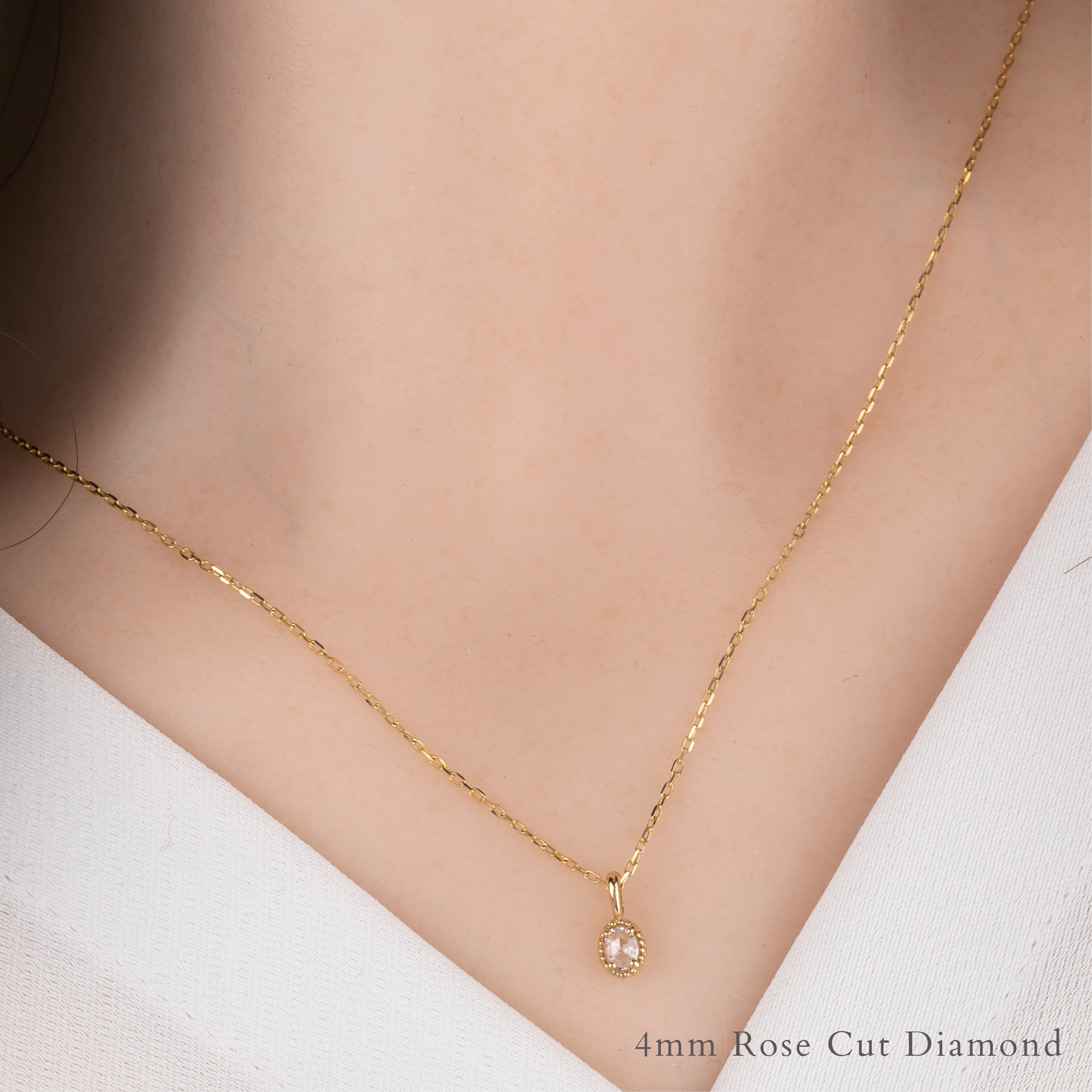 Dahlia Rose Cut Oval Diamond Charm