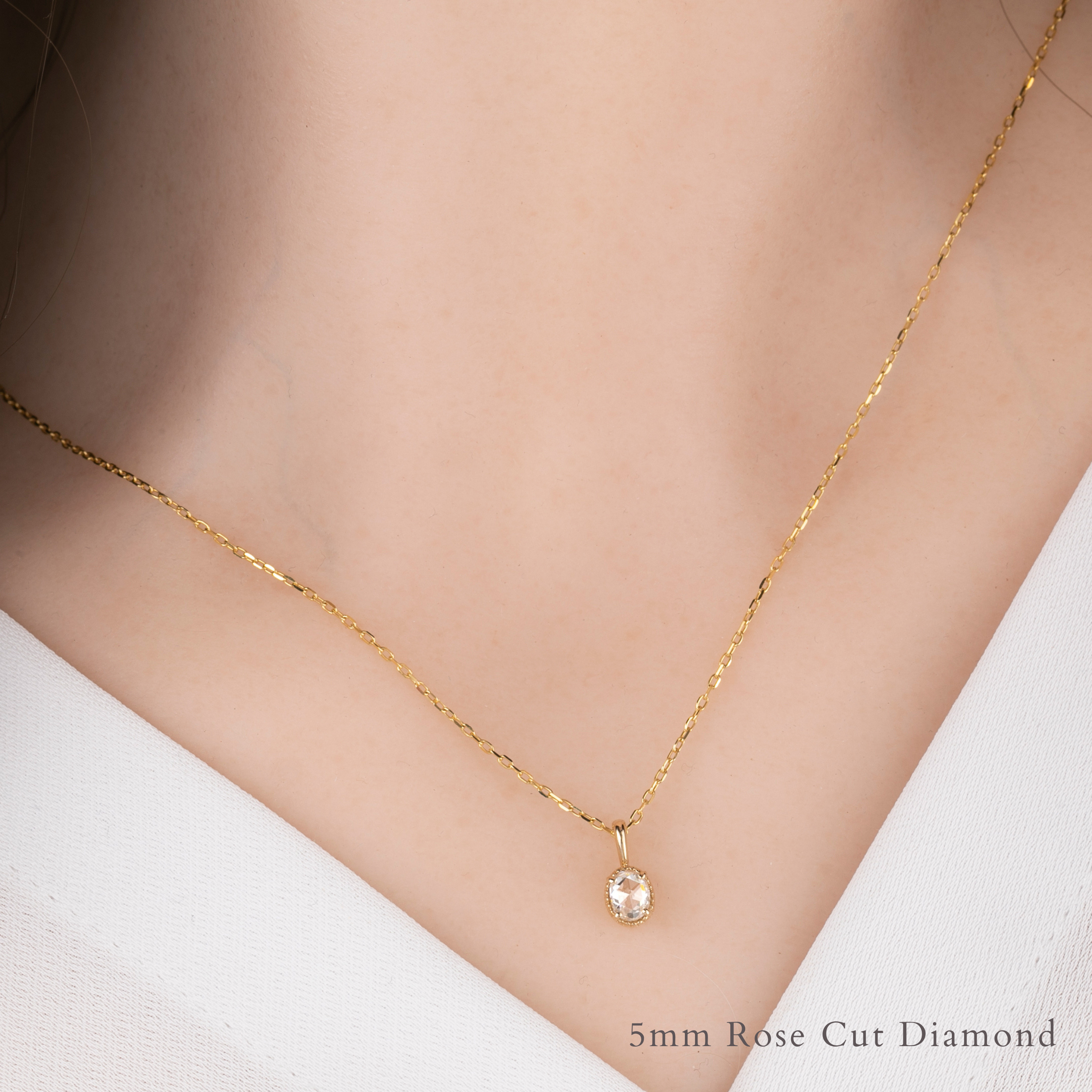 Dahlia Rose Cut Oval Diamond Charm