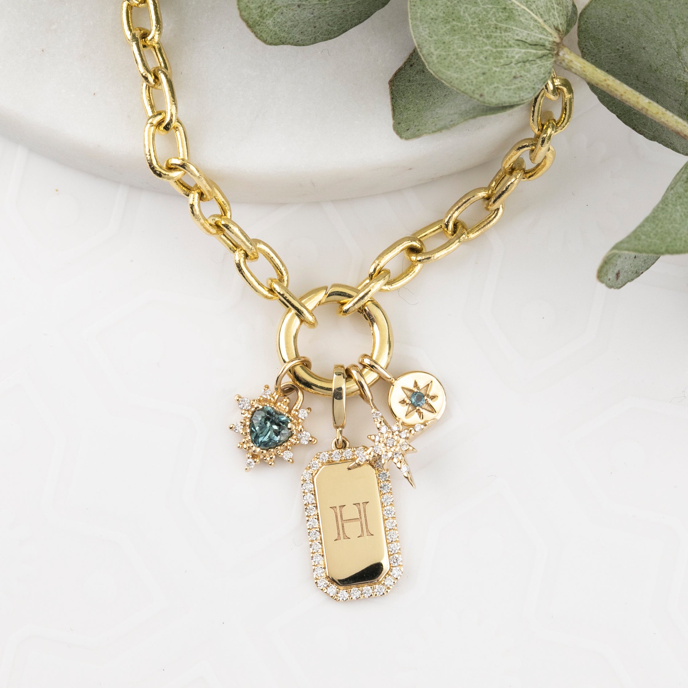 Halo Diamond Engravable Dog Tag Charm