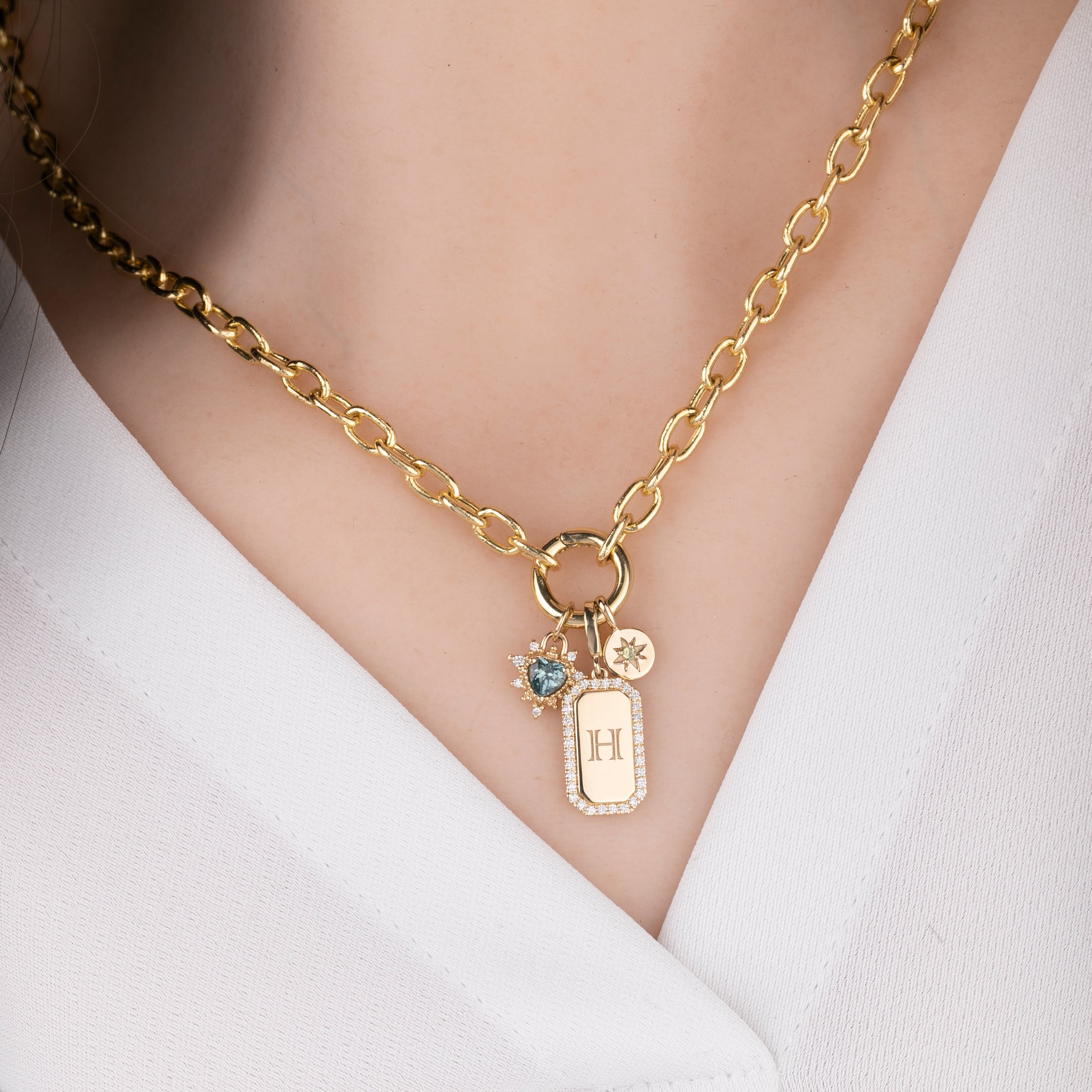 Halo Diamond Engravable Dog Tag Charm