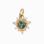 Halo Heart Sapphire Charm