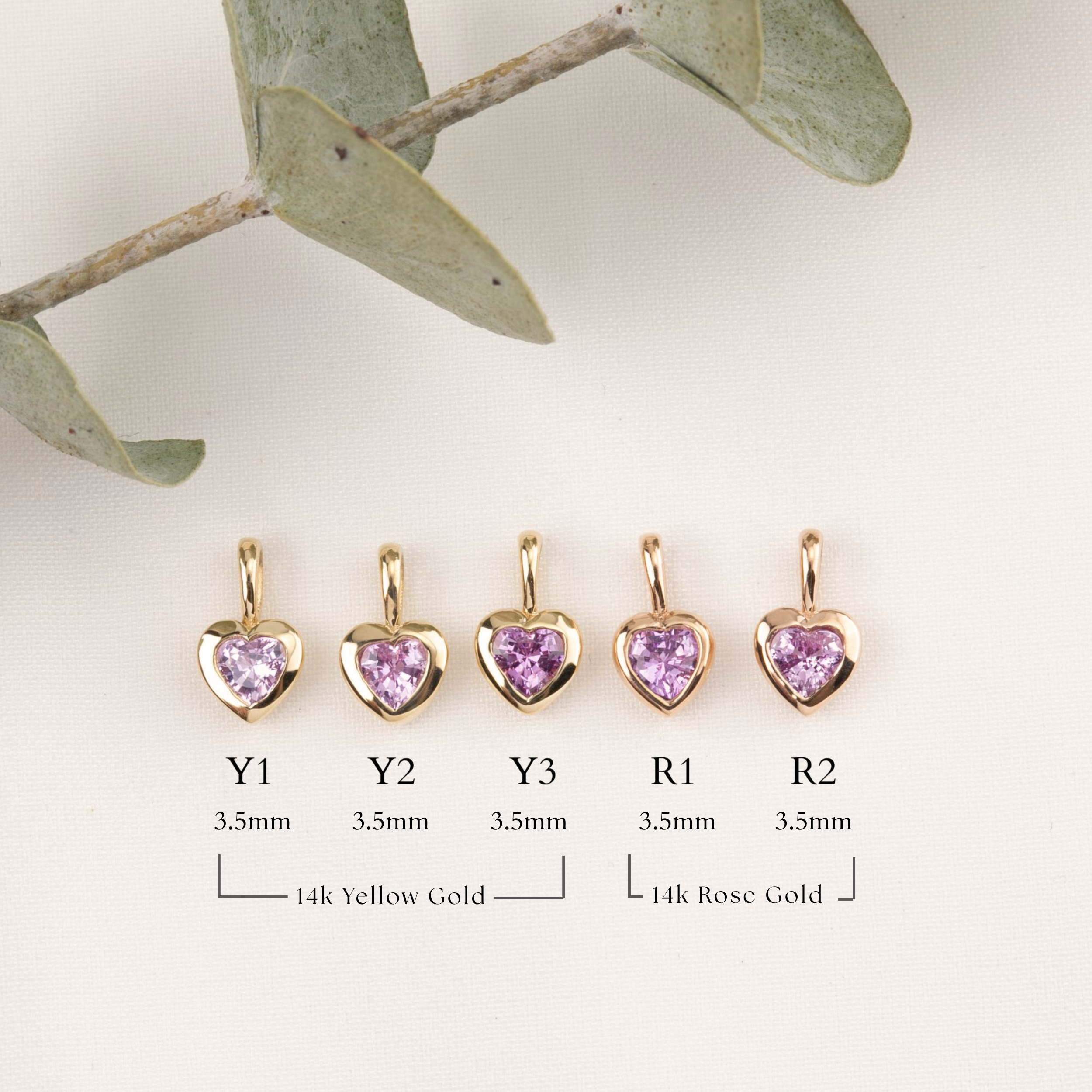 Heart Charm Necklace, Pink Sapphire