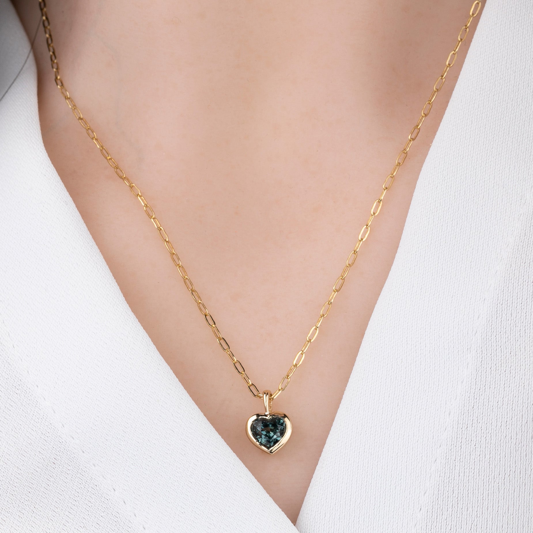 Heart Charm Teal Sapphire 6mm 1ct