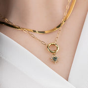 Halo Heart Sapphire Necklace (Charm Option)