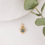 Halo Heart Green Sapphire Charm