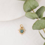 Halo Heart Green Sapphire Charm