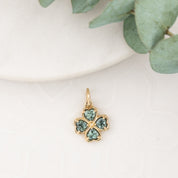14K Gold Green Sapphire Four Heart Clover Charm