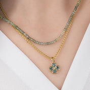 14K Gold Green Sapphire Four Heart Clover Charm