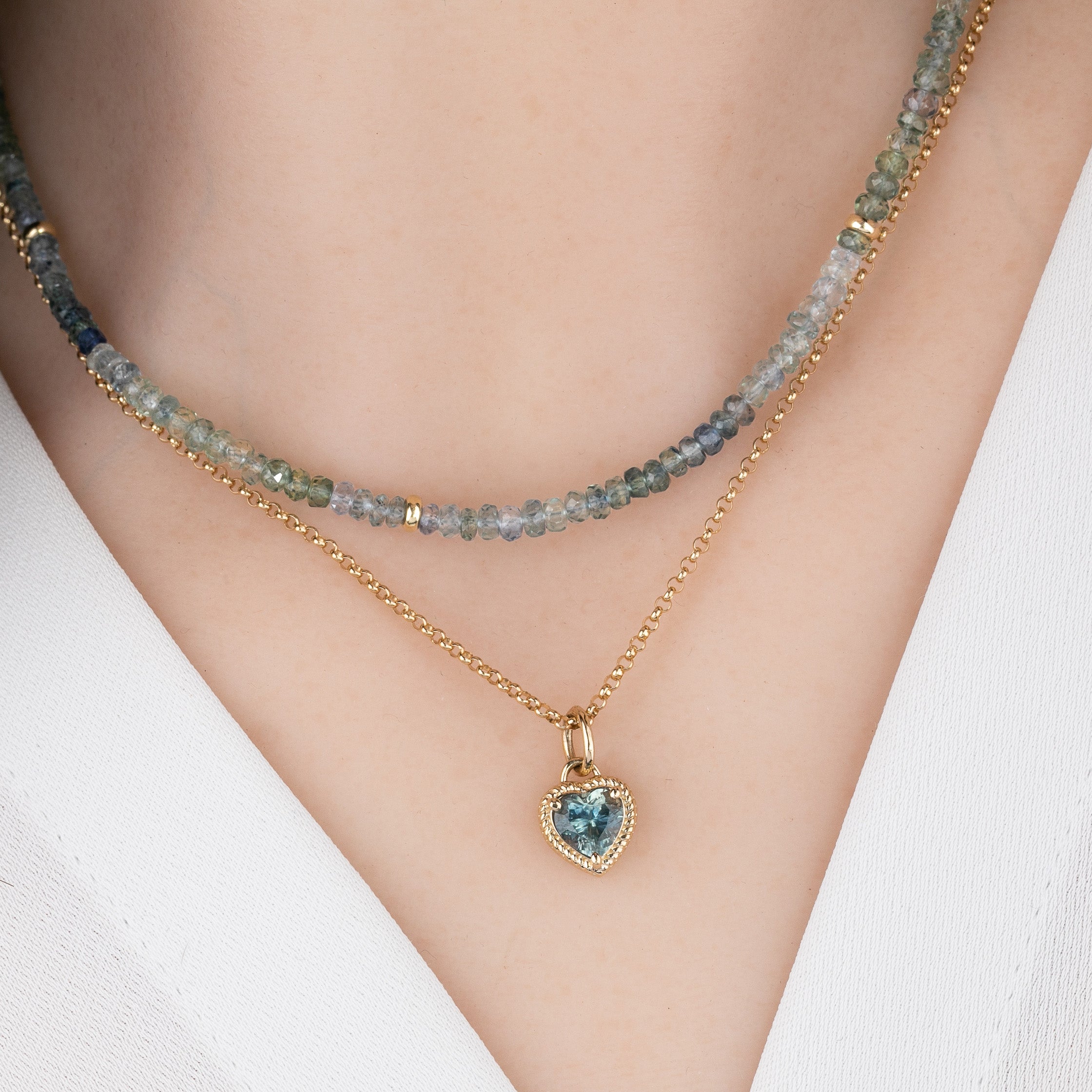 Montana Sapphire Rope Heart Charm