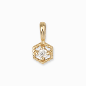Milgrain Hexagon Birthstone Charm