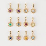 Birthstone Milgrain Hexagon Charm (Add-ons)