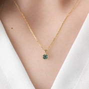 Milgrain Hexagon Montana Sapphire Charm 4mm