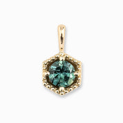 Milgrain Hexagon Montana Sapphire Charm 4mm