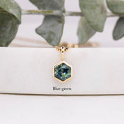 Patia Necklace, Hexagon Montana Sapphire of your choice (Charm Option)