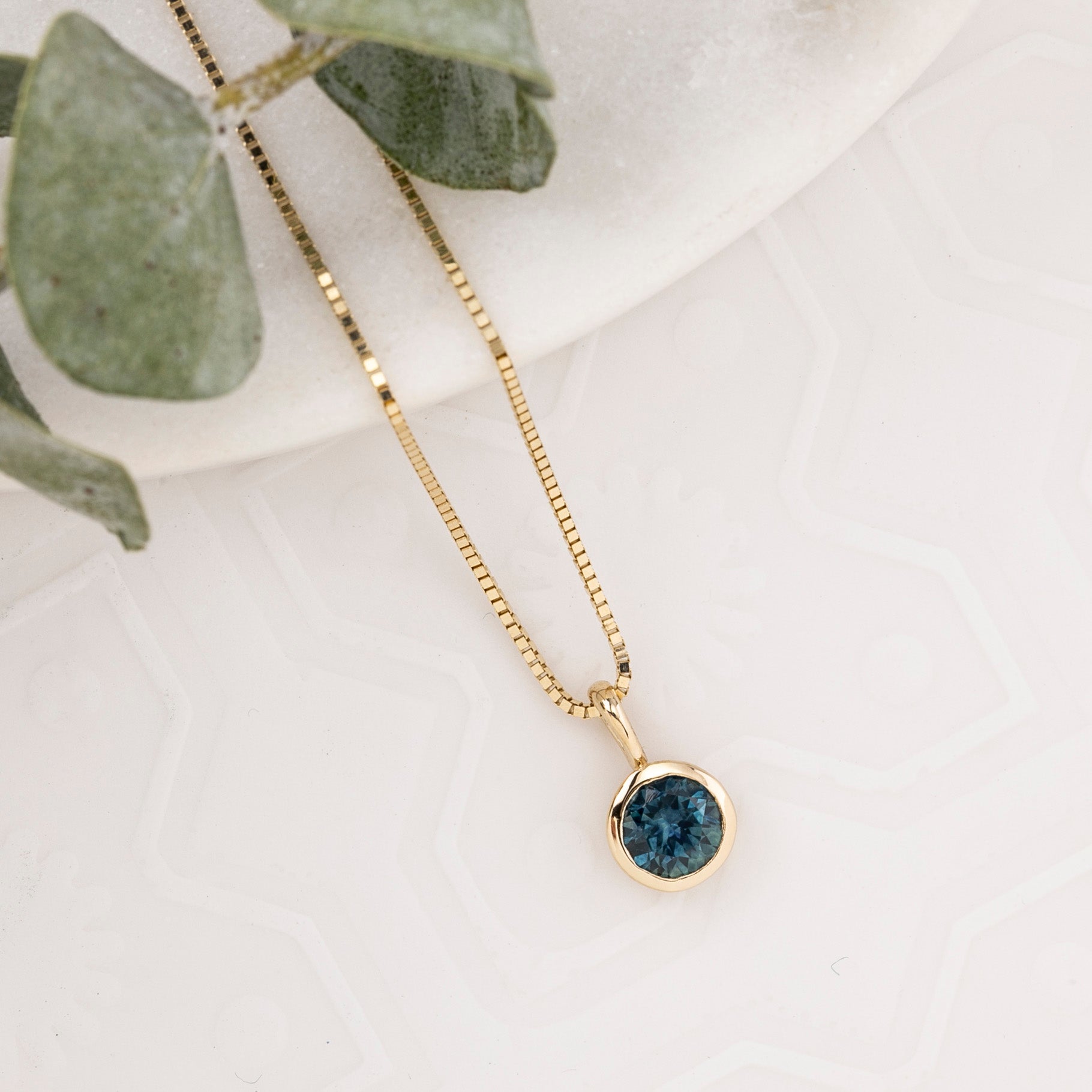 Patia Necklace, Montana Sapphire (Charm Option)