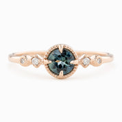 Stella Ring - 4.6mm 0.45ct Parti Blue Green Queensland Sapphire, 14k Rose Gold