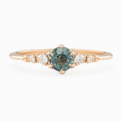 【即日配送】エステルフルールリング ・0.55ct・非加熱ブルーグリーンサファイア・K14RG