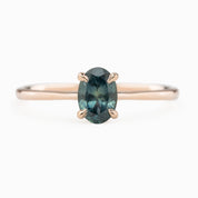 Nina Ring - 6.5x4.5mm 0.75ct Blue Green Montana Sapphire, 14k Rose Gold