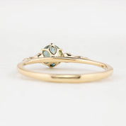 【即日配送】エステルフルールリング ・0.60ct・加熱クイーンズランド産ティールブルーグリーンサファイア・K14YG