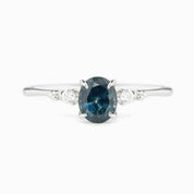 Estel Ring 6x5mm 0.80ct Oval Blue Montana Sapphire, 14k White Gold