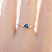 Moon & Star Ring 4.5mm 0.45ct Blue Queensland Sapphire 14K Yellow Gold