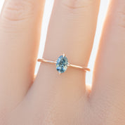 Alice Ring, 0.65ct Blue green Montana Sapphire, 14k Rose Gold