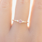 Estel Fleur Six Prongs Ring 4mm 0.30ct Pink Madagascar Sapphire, 14K Yellow Gold