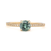 Maria Ring 0.75ct Blue Green Montana Sapphire, 14k Yellow Gold (One of a kind)