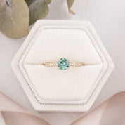 Maria Ring 0.75ct Blue Green Montana Sapphire, 14k Yellow Gold (One of a kind)