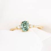 Estel Ring, 0.93ct Light Green Montana Sapphire