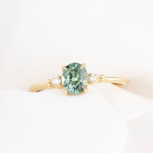 Estel Ring, 0.93ct Light Green Montana Sapphire